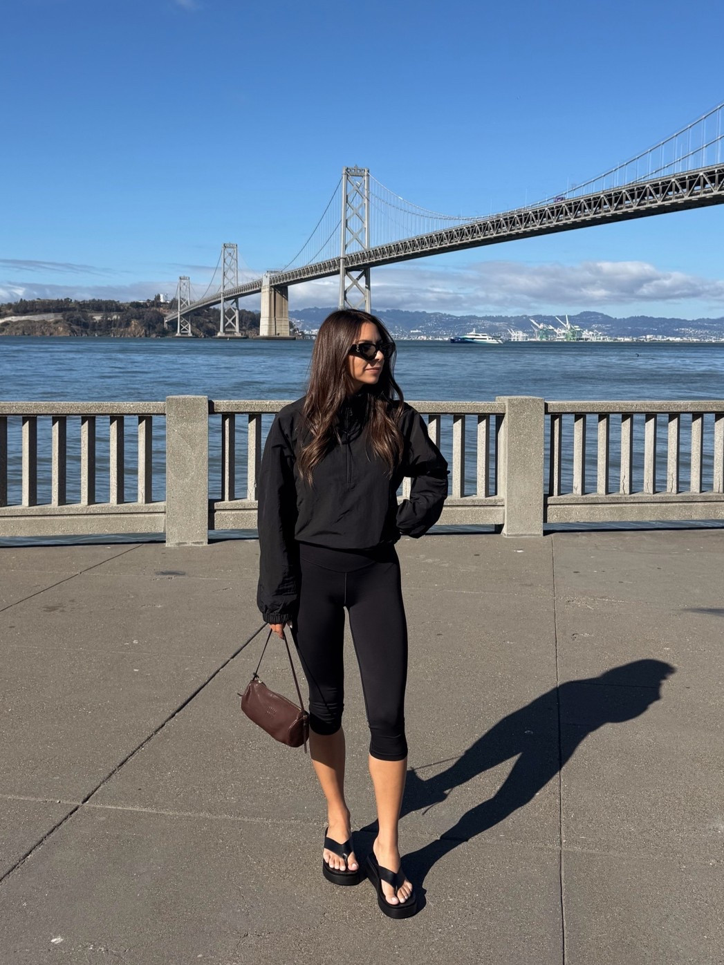 @Aritzia windbreaker half zip- small
@Aerie capri leggings- small
Amazon platform flip flops 
Miu Miu brown pouch bag
YSL sunglasses

Petite, fall outfit, pre fall, casual outfit

#LTKootd #LTKSeasonal #LTKPetite