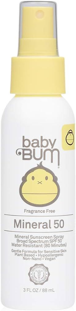 Sun Bum Baby Bum SPF 50 Sunscreen Spray | Mineral UVA/UVB Face and Body Protection for Sensitive ... | Amazon (US)