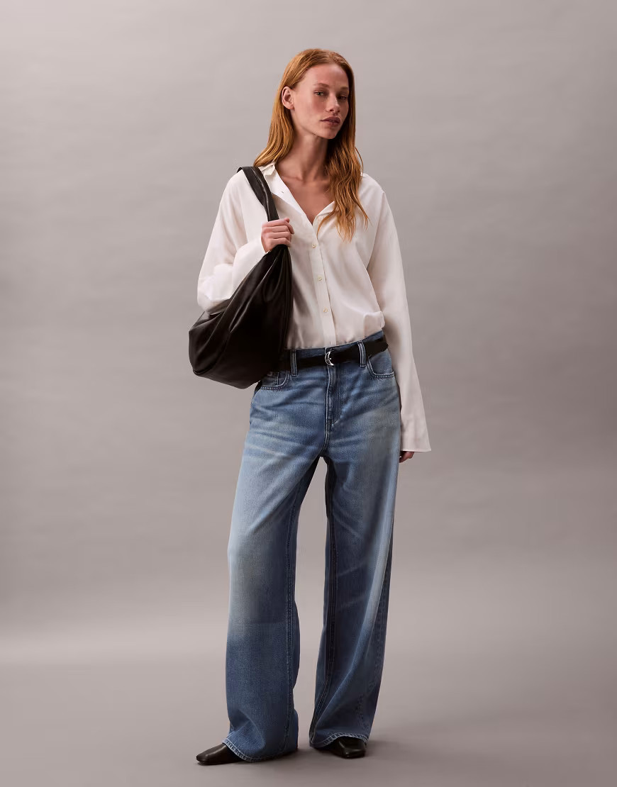 Calvin Klein Jeans low rise baggy jeans in light blue wash | ASOS (Global)