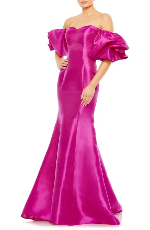 Ieena for Mac Duggal Women's Sweetheart Off The Shoulder Puff Sleeve Gown in Fuchsia at Nordstrom, Size 2 | Nordstrom