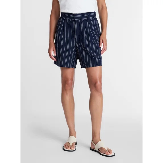 Time and Tru Women's Linen Blend Shorts, 5" Inseam, Sizes XS-XXXL | Walmart (US)
