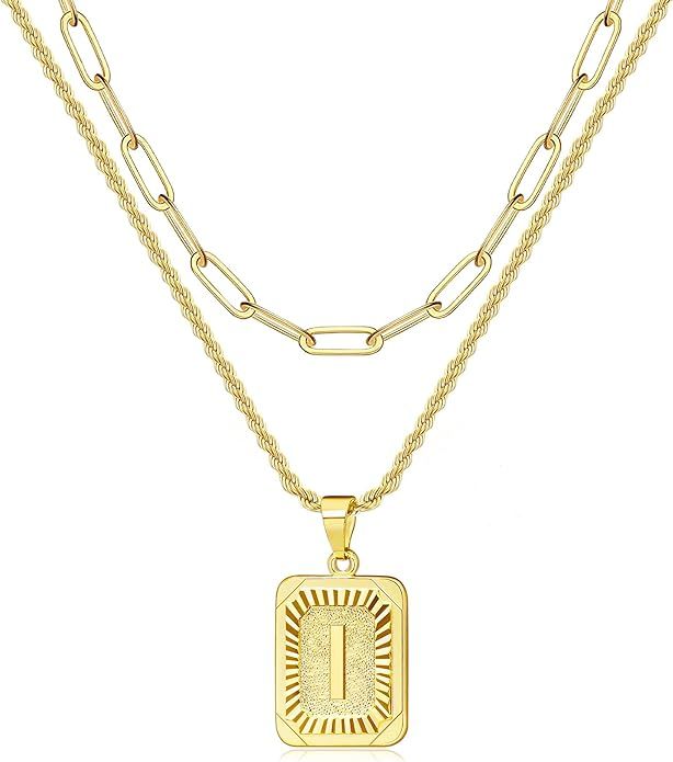 JSJOY Gold Initial Necklaces for Women Gold Letter Necklaces 26 Capital A-Z, Letter Pendant Neckl... | Amazon (US)