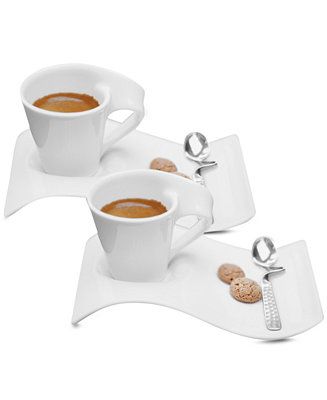 New Wave Caffe Set of 2 Espresso Cups and Saucers | Macys (US)