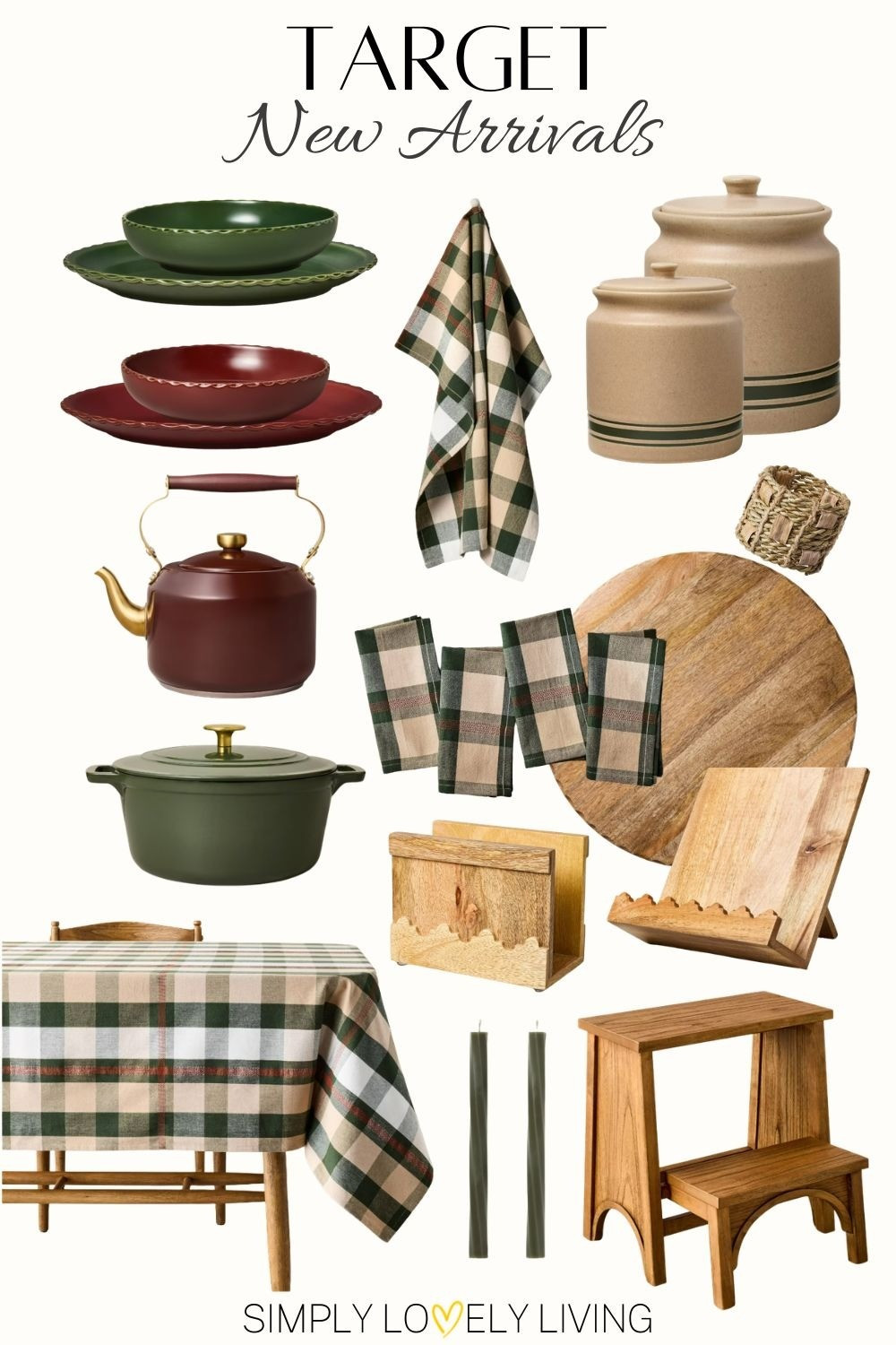 Target New Arrivals from Hearth and Hand with Magnolia. Fall decor. Fall kitchen. Green and burgundy plates, platters. Tea kettle. Crock pot. Dutch oven. Lazy Susan. Step ladder. Canisters. Kitchen towels, napkins and table cloths. Wooden napkin holder. Wooden book holder. Woven napkin ring. #target #fall #kitchen

#LTKHome #LTKSeasonal #LTKfoodie