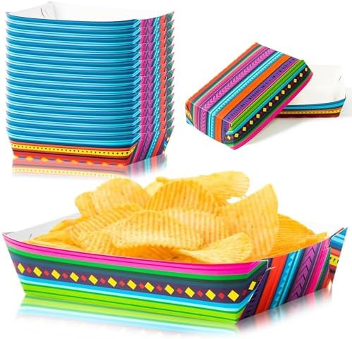 Mexican Taco Nights Food Trays 50Pcs Mexican Nacho Popcorn Unassembled Trays Snack Candy Holder D... | Amazon (US)