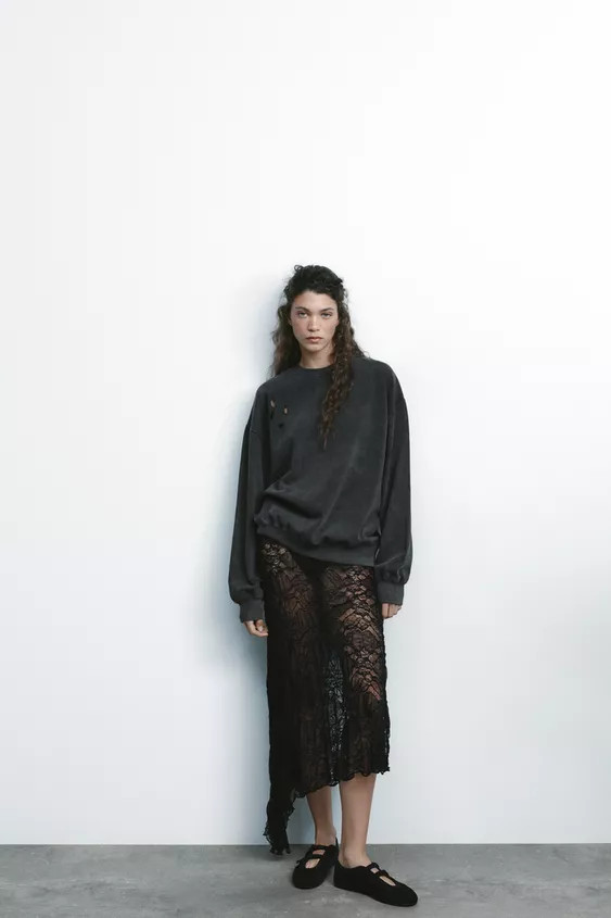 ASYMMETRIC LACE SKIRT | Zara US