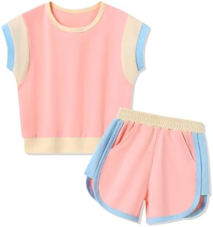 SANMIO Toddler Girl Clothes Summer Girls Outfits 2 Piece Clothing Set | Color Block Short Sleeve ... | Amazon (US)