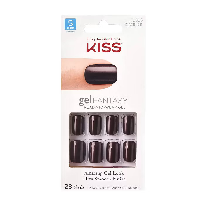 Kiss Gel Nails Ab Fab Burgundy Wine - 28ct | Target