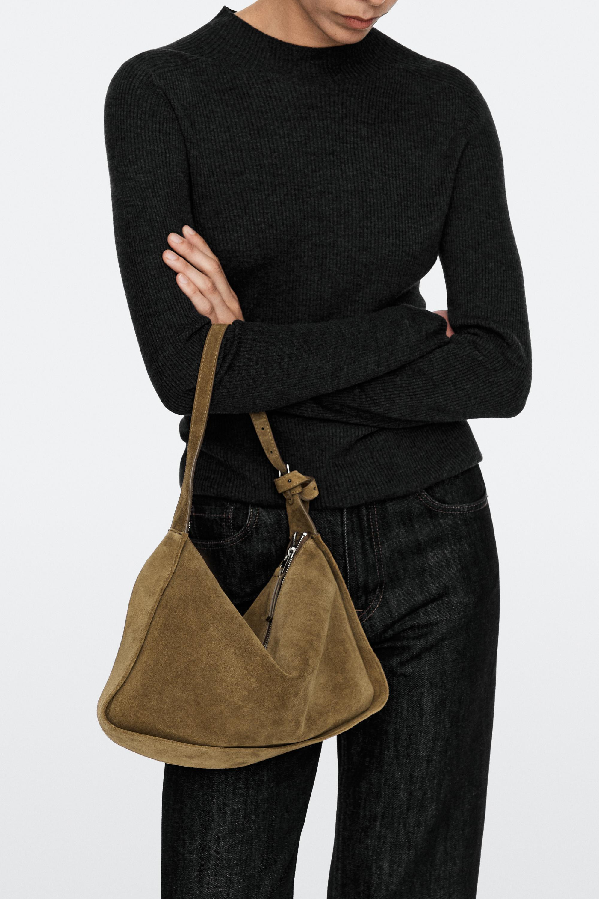 Split suede leather crossbody bag | Massimo Dutti US
