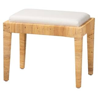 bali & pari Sofia White and Natural Rattan Ottoman 228-13093-HD - The Home Depot | The Home Depot