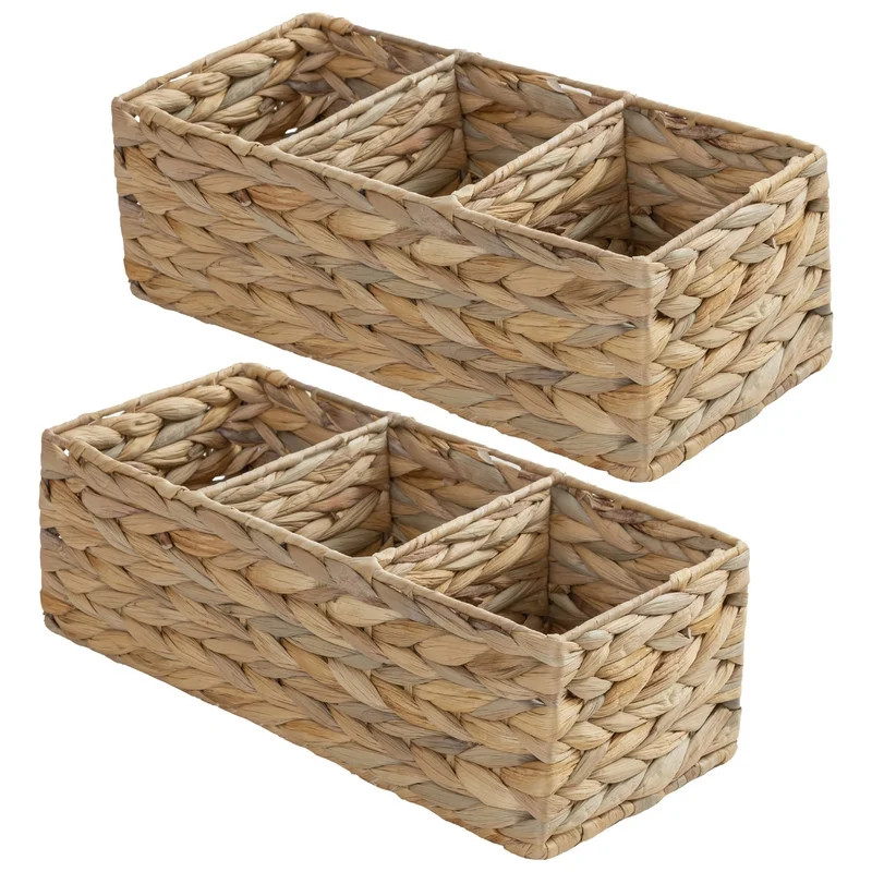 CHOSHOME 3 Section Water Hyacinth Baskets for Shelves, Wicker Storage Baskets for Organizing, 14.... | Walmart (US)
