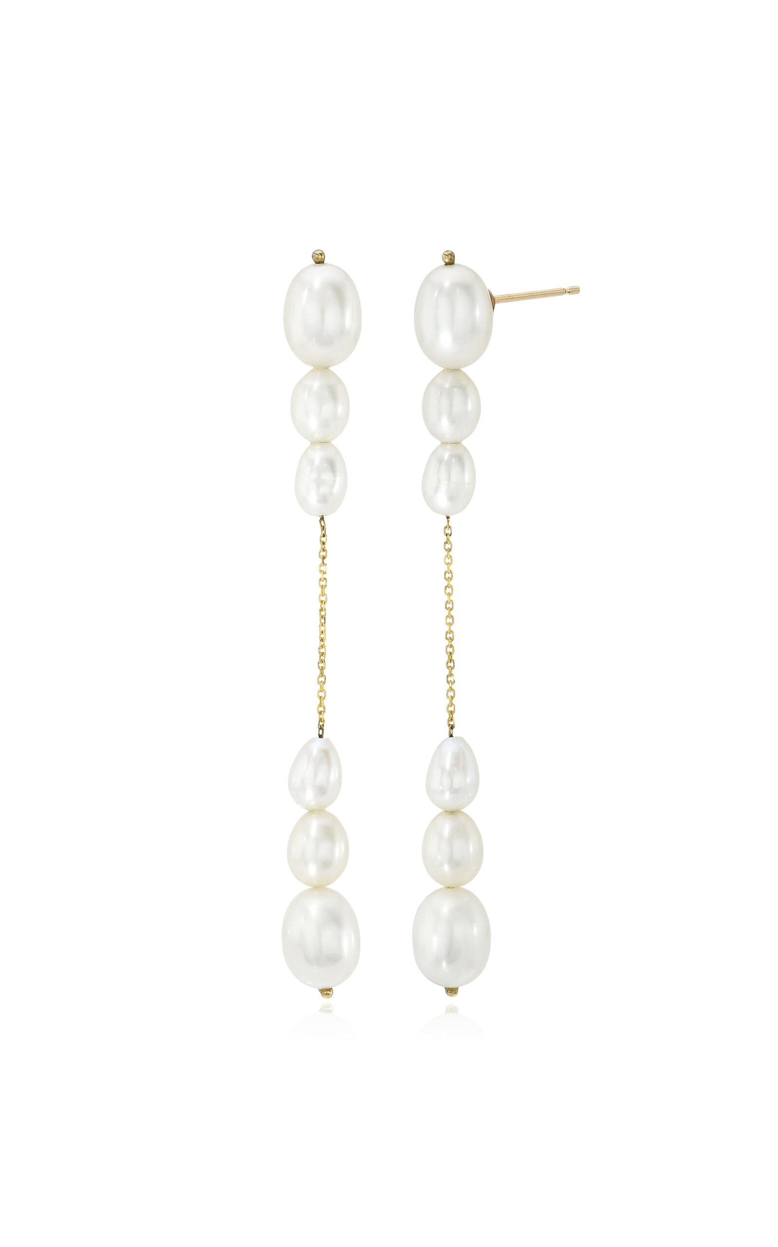 White Lucia 14K Yellow Gold Pearl Earrings | Moda Operandi (Global)