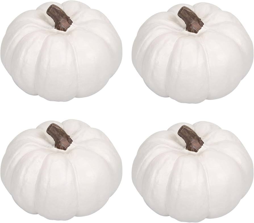 Elanze Designs Classic White 6 inch Resin Harvest Decorative Pumpkins Pack of 4 | Amazon (US)