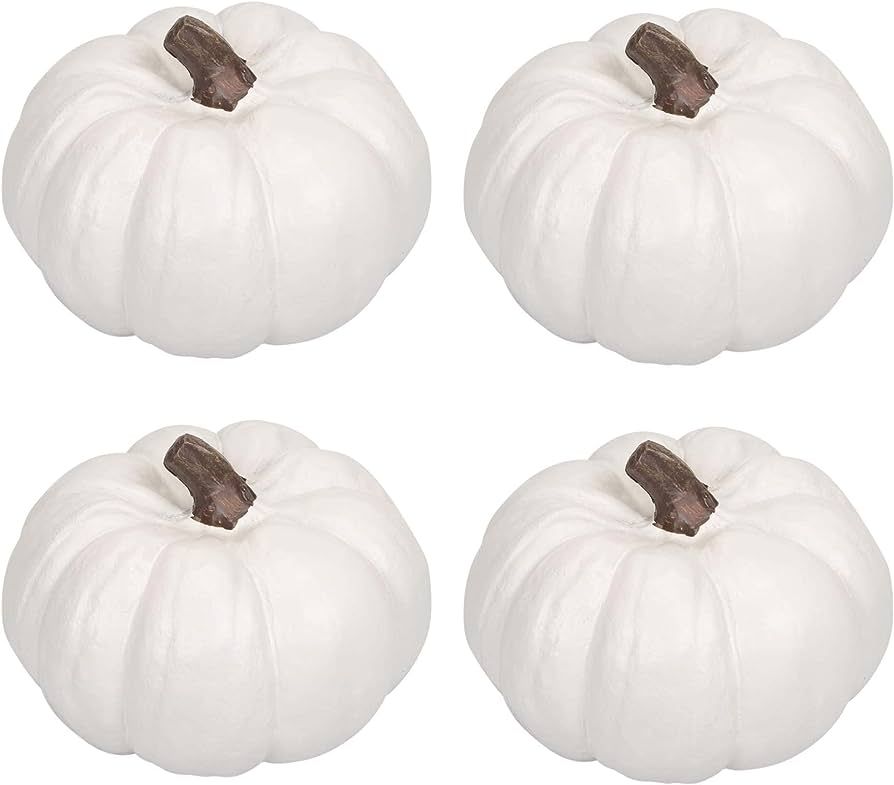 Elanze Designs Classic White 6 inch Resin Harvest Decorative Pumpkins Pack of 4 | Amazon (US)