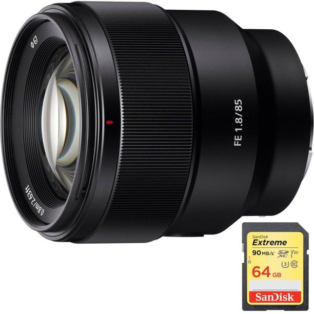 Sony FE 85mm F1.8 Full-frame E-mount Fast Prime Lens (SEL85F18) with Sandisk 64GB Extreme SD Memo... | Walmart (US)
