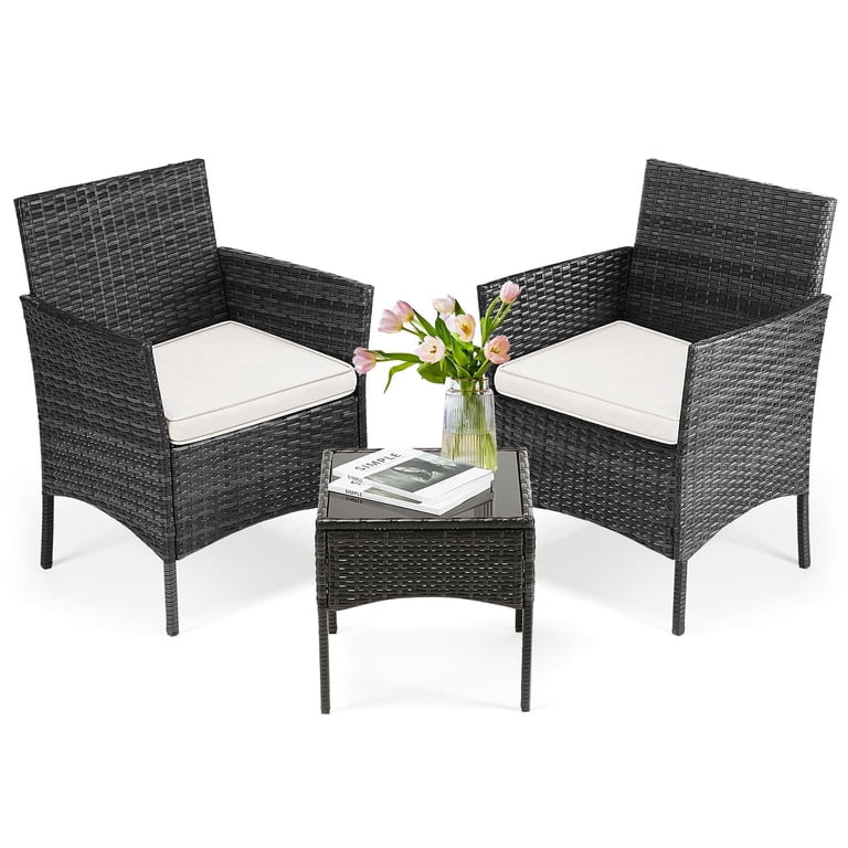 COONCETTA 3-Piece Patio Furniture Set, Wicker Outdoor PE Rattan Furniture with Coffee Table & Was... | Walmart (US)