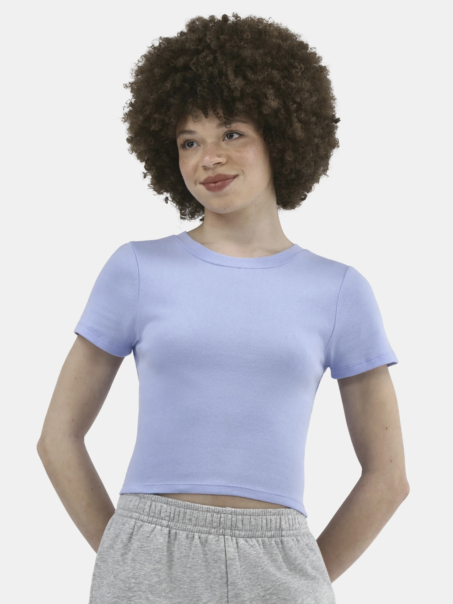No Boundaries Cropped Cotton Tee, Women's | Walmart (US)