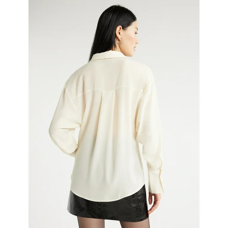 Scoop Women's Tie Neck Shirt with Long Sleeves, XS-XXL | Walmart (US)