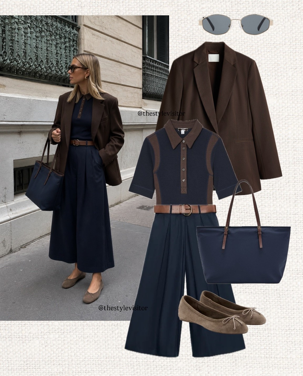 Chocolate brown + navy might just be my favorite color combination for the transition into fall 🤎💙 Polished, timeless and so easy to recreate.

Hit that ❤️ button to come back later to shop.

transitional outfit, fall outfit, autumn outfit, fall fashion, transitional style, chocolate brown, navy outfit, brown blazer, oversized blazer, tailored trousers, wide leg trousers, culottes, polo top, ballet flats, brown ballet flats, tote bag, workwear outfit, office style, smart casual outfit, chic outfit, classic style, minimalist fashion, European style, everyday outfit, fall wardrobe, capsule wardrobe, neutral outfit, elevated basics, outfit inspiration, fall outfit ideas

#LTKautumn #LTKstyletip #LTKworkwear