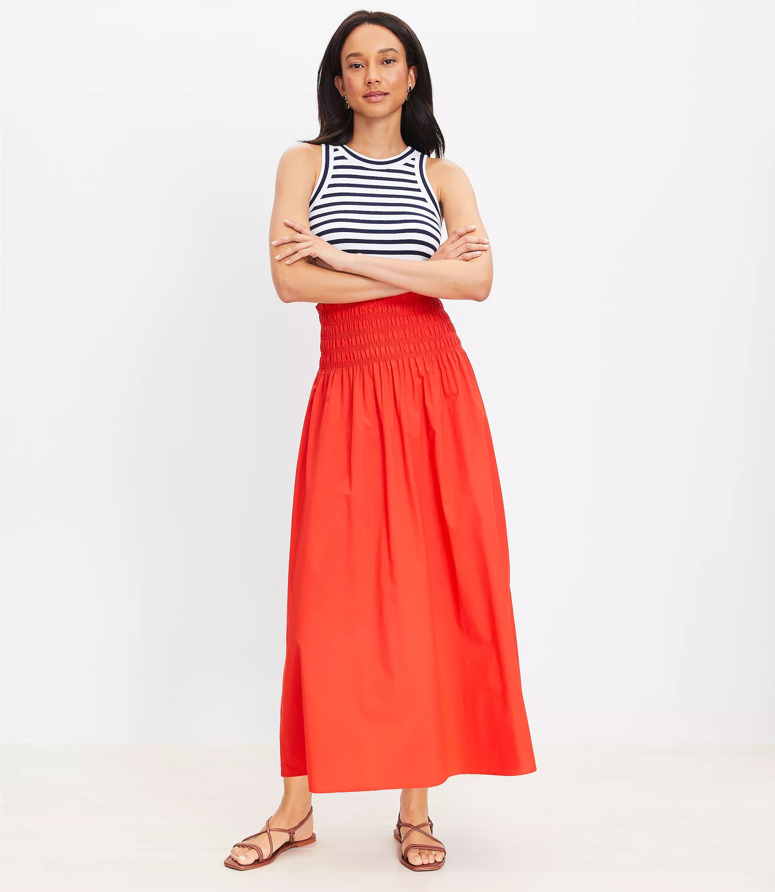 Poplin Smocked Maxi Skirt | LOFT