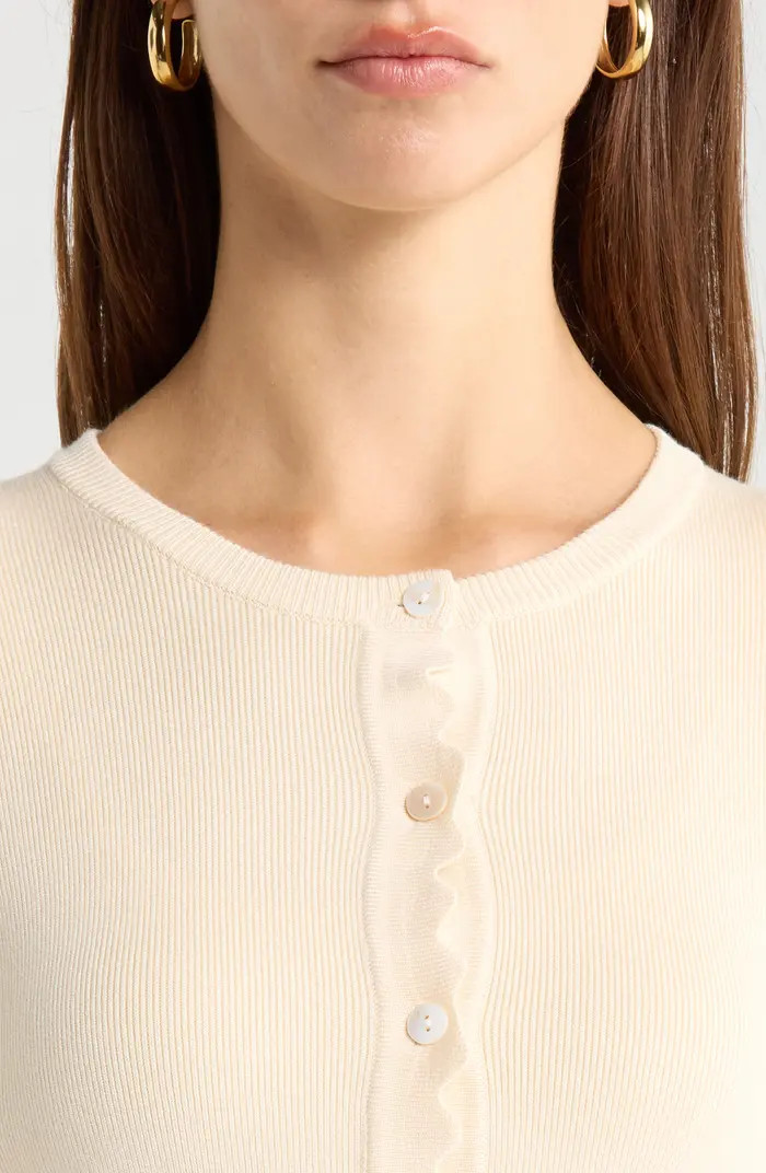 Scalloped Placket Crop Cardigan | Nordstrom