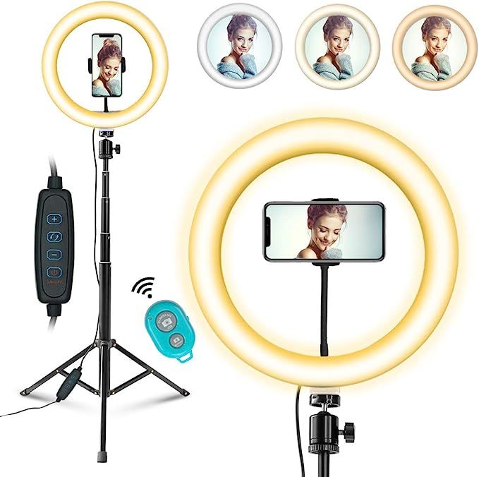 10” Selfie Ring Light with Tripod Stand and Phone Holder for TikTok/YouTube/Photography/Makeup/... | Amazon (US)