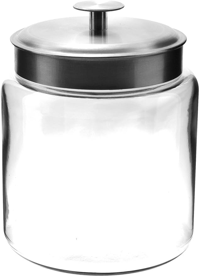Anchor Hocking Montana Glass Jars with Fresh Sealed Lids, Brushed Metal, 96 oz (Set of 2) | Amazon (US)
