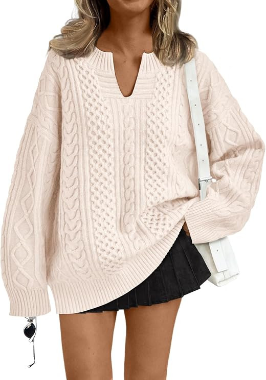 V Neck Fall Fashion Clothes Winter Clothing, Chunky Knit Texture, Cute Holiday Outfit Pullover To... | Amazon (US)