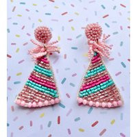 Birthday Hat Seed Bead Earrings/Choose Color Happy Apparel Jewelry Feliz Cumpleaños Fun Kitschy Statement Gift | Etsy (US)