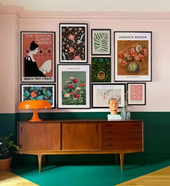 Gallery Wall Art Set of 9, Eclectic Print Set, Botanical Wall Art, Flower Market, Boho Wall Decor... | Etsy (US)