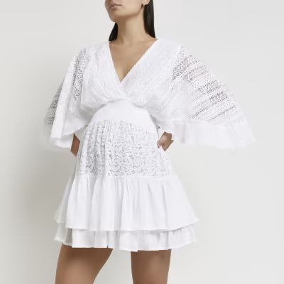 White lace maternity mini Dress | River Island (UK & IE)