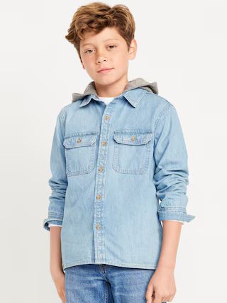 Long-Sleeve Hooded Utility Jean Shirt for Boys | Old Navy (US)