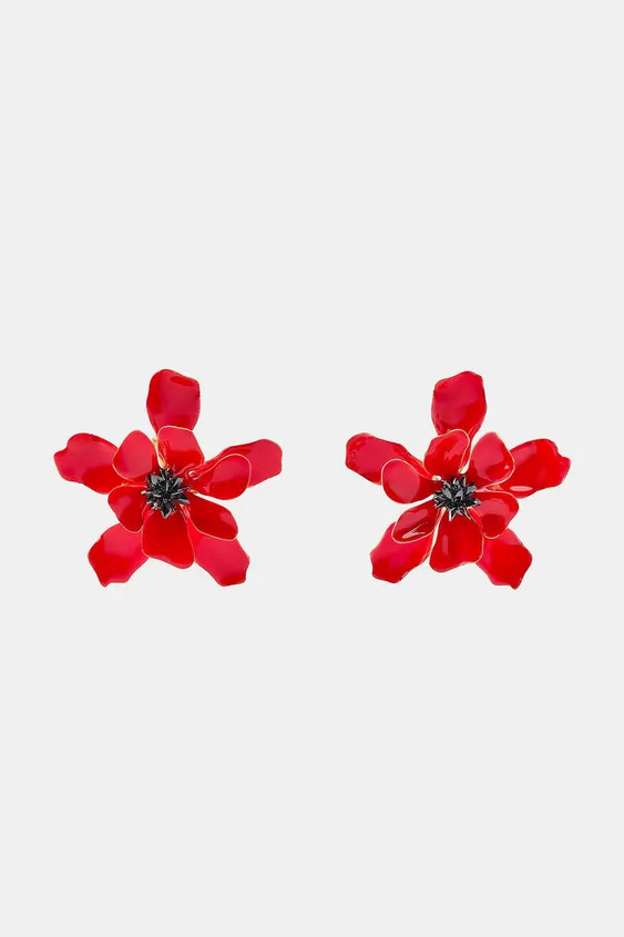 MAXI ENAMELLED FLOWER EARRINGS | Zara UK
