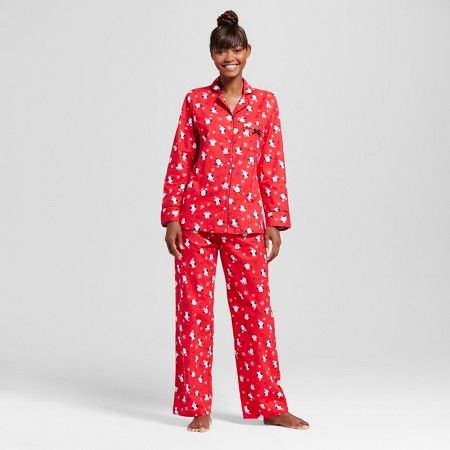 sR2 by sleep Riot Women's Flannel Notch Collar Pajama Set - Penguin | Target