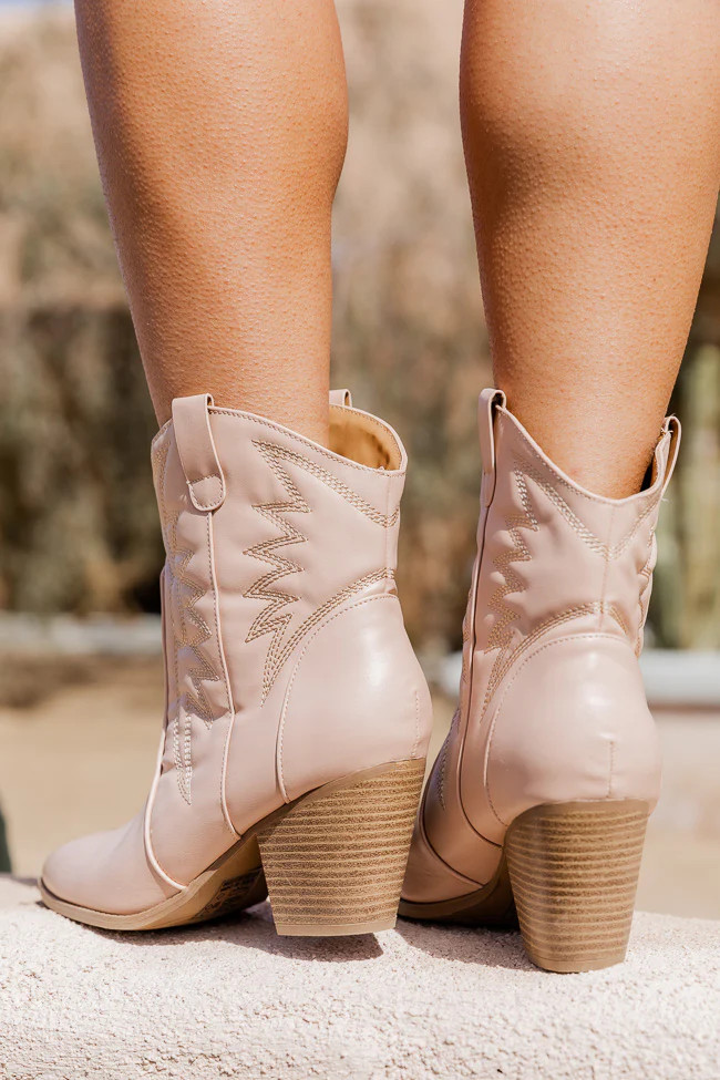 Morgan Nude Ankle Cowboy Boot | Pink Lily