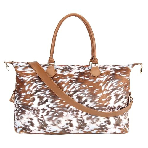 Brindle Cow Print Weekender Bag Duffle Bag For Women Large Travel Tote Bag Overnight Weekend Bags With Shoulder Strap | Amazon (US)