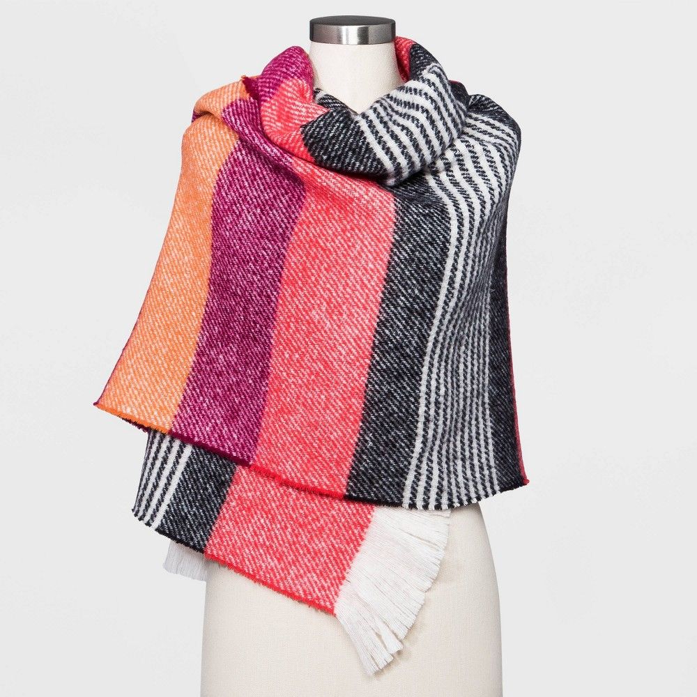 Women's Striped Blanket Scarf - A New Day Red | Target