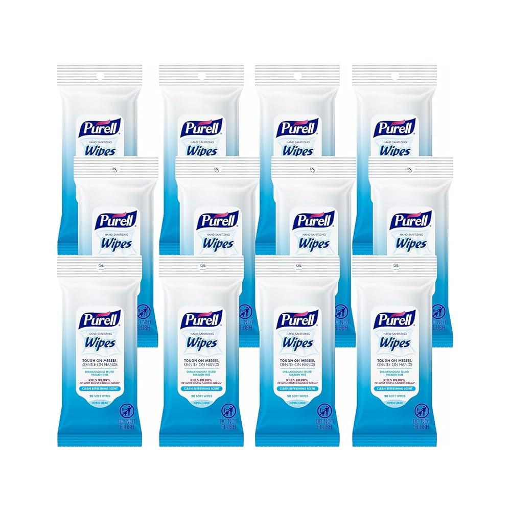 PURELL Hand Sanitizing Wipes, Clean Refreshing Scent, 20 Count Travel Pack (Pack of 12), 9124-12-... | Amazon (US)
