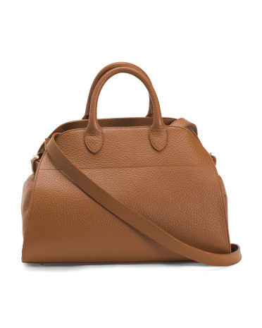 Made In Italy Leather Gusseted Satchel | TJ Maxx