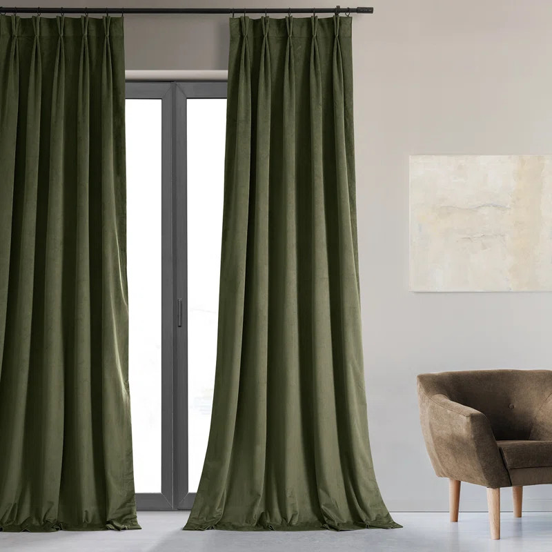 Balone Velvet Blackout Thermal Pinch Pleat Single Curtain Panel | Wayfair Professional