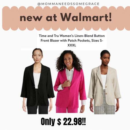 New linen Blazers at Walmart! 

#LTKsalealert #LTKstyletip #LTKfindsunder100