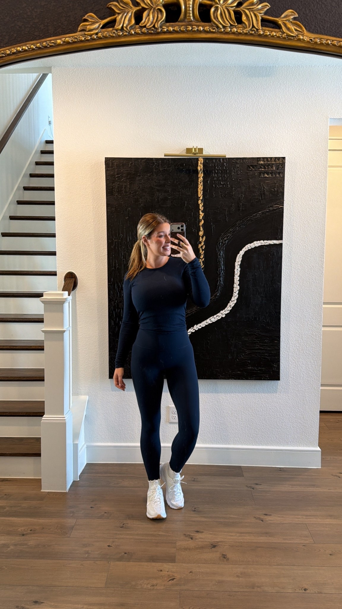 Today’s treadmill outfit. North texas is still covered in snow/ice so I’ll be indoors getting my steps in. Leggings are a size 6. Sports bra is an 8 & so is the long sleeve but a 6 would fit better (I have it tied up in the back). Shoes are the BEST for walking just got a new pair bc my feet shrunk from losing weight. Wore no show socks and walked 3 miles the first wear with no issues  

Currently 5’7 & 150lbs 

#LTKfitnessgoals #LTKootd #LTKActive