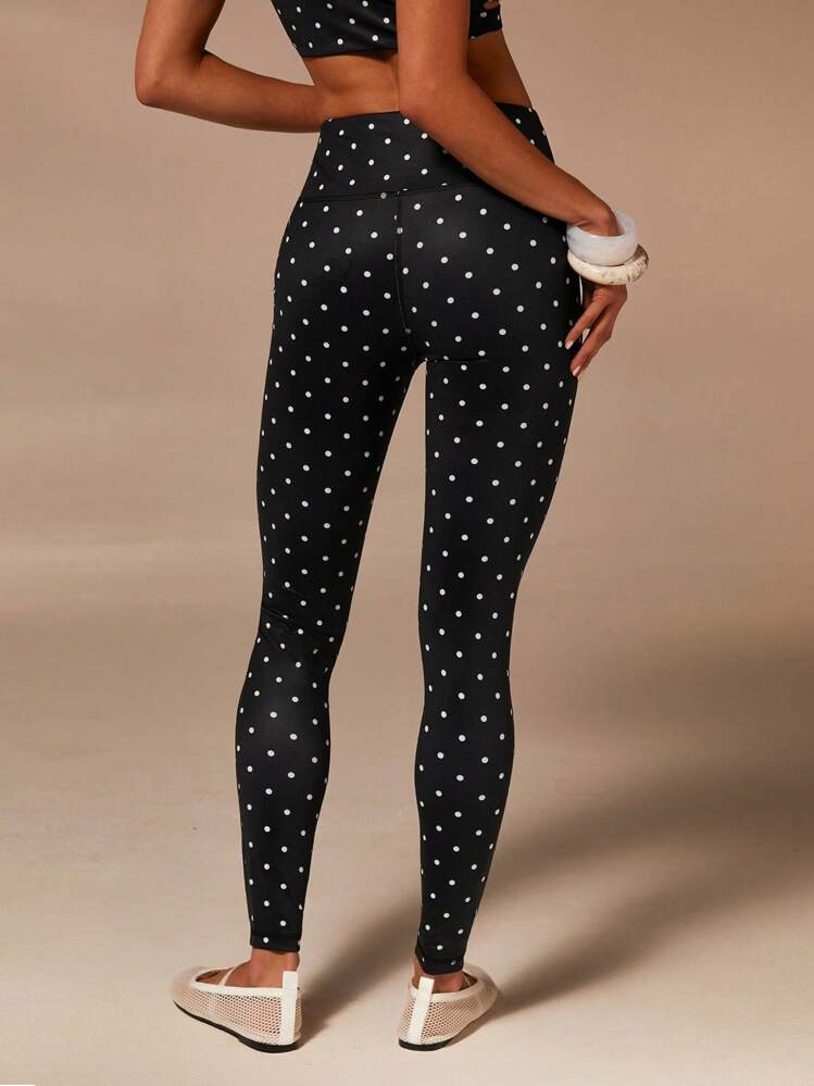 polka dot print high waisted leggings | SHEIN