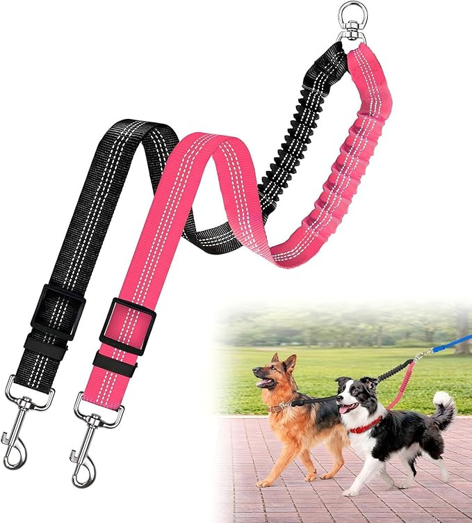 Double Dog Leash for Two Dogs, Professional No Tangle 360° Swivel Coupler with Shock Absorbing B... | Amazon (US)