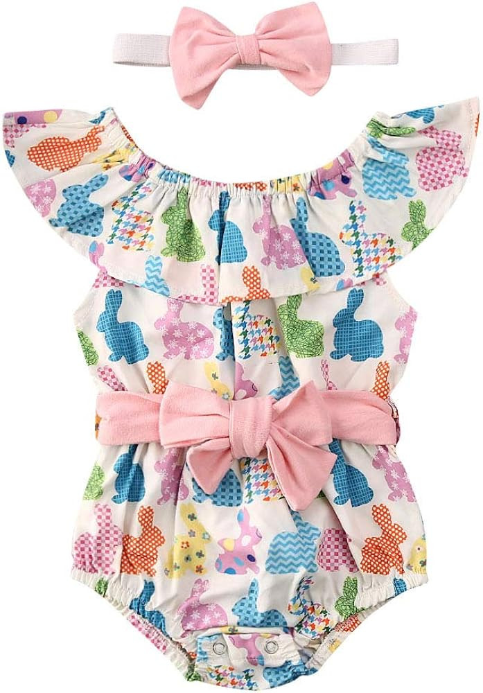 Infant Baby Girls Floral Romper Bodysuit Sleeveless Jumpsuit Outfit Summer Clothes | Amazon (US)