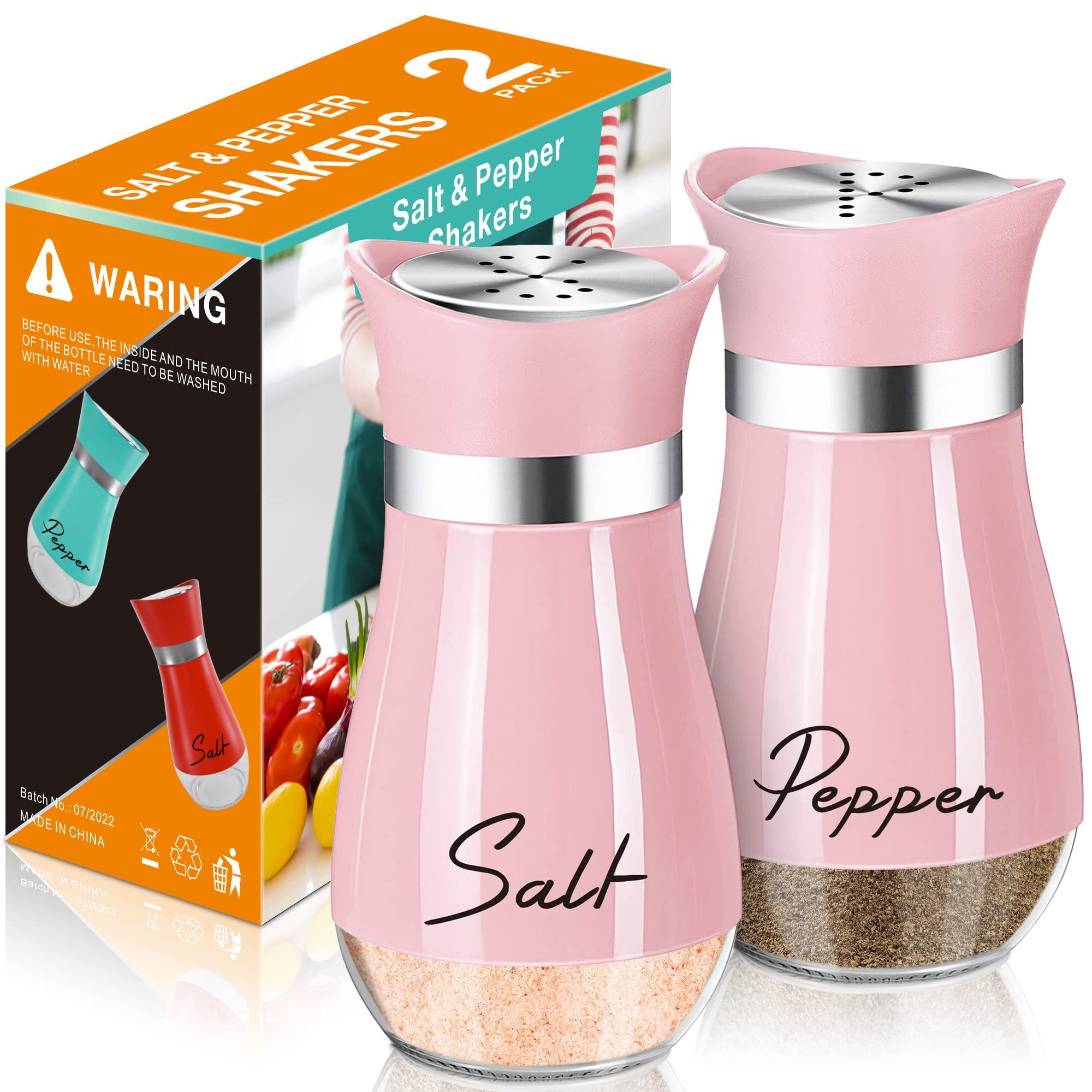 Salt and Pepper Shakers Set,4 oz Glass Bottom Salt Pepper Shaker with Stainless Steel Lid for Kit... | Amazon (US)