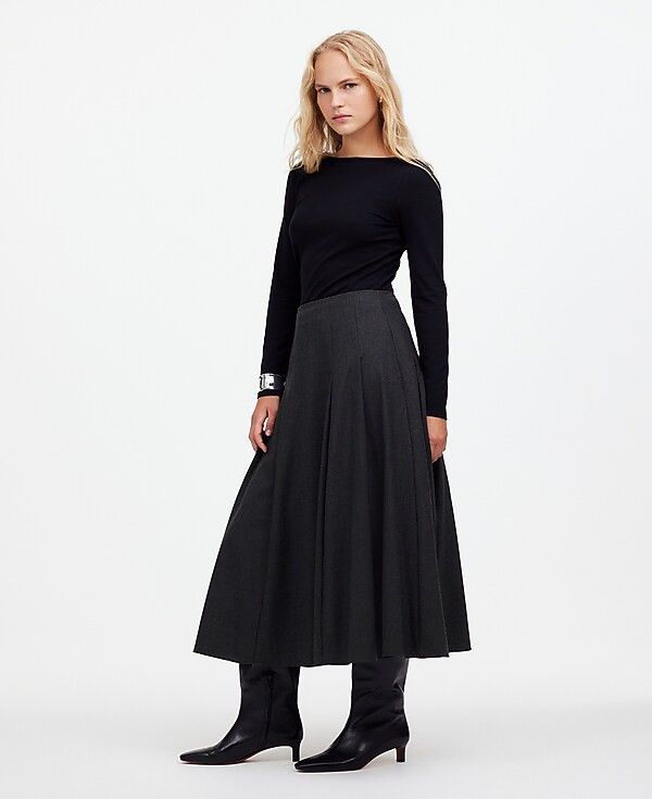 Flannel Pleated Maxi Skirt | Madewell | Madewell