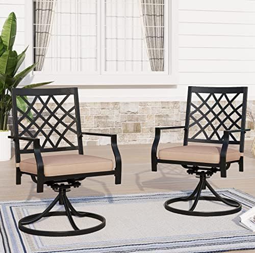 PHI VILLA Patio Dining Chairs Set of 2 Outdoor Swivel Dining Chairs Patio Furniture Rocking Chairs w | Amazon (US)