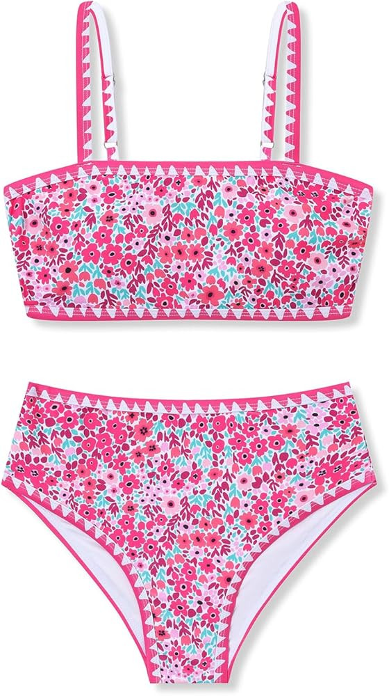 Girl Two Piece Swimsuits Adjustable Straps Bikini Sets with Chest Pad Size 9-16Y | Amazon (US)
