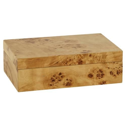 Dabby Modern Classic Brown Burl Wood Decorative Box - Small | Kathy Kuo Home